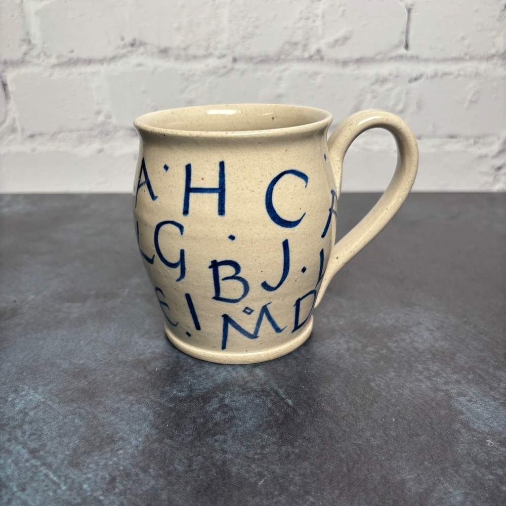 Northwood NH Pottery Salt Glaze Alphabet Mug Studio Pottery Signed